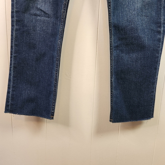 Gap Vintage Slim High Rise Jeans Cropped Ankle Raw Hem Stretch Dark Wash Size 29 - Picture 3 of 12